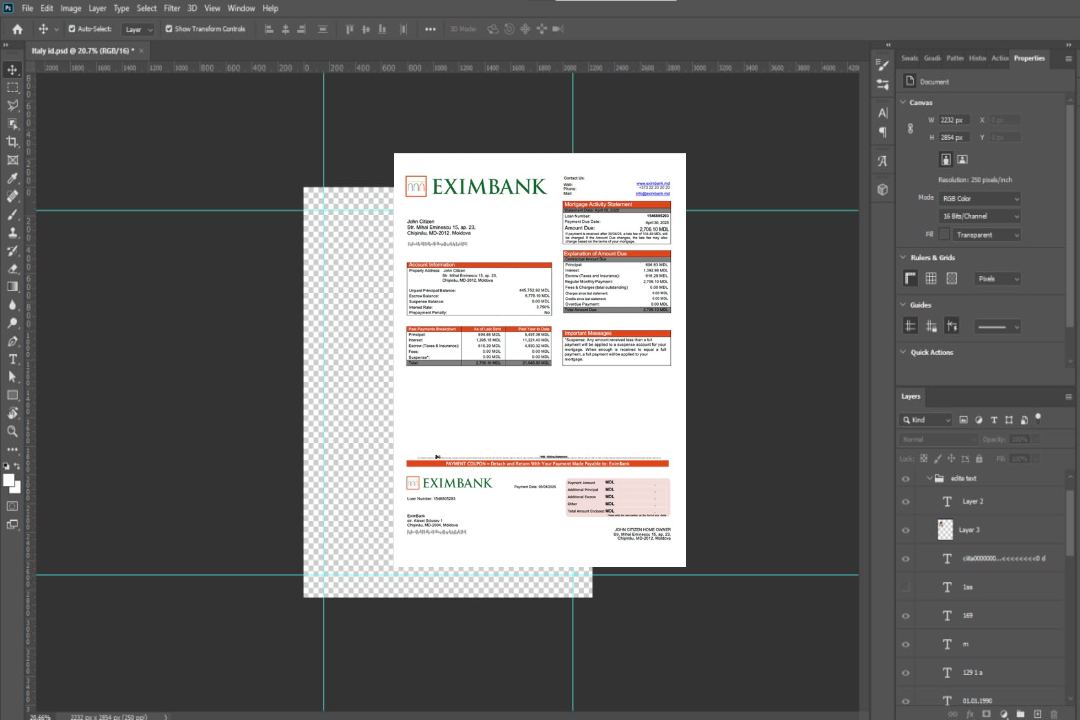Modèle Word et PDF de relevé hypothécaire EximBank de Moldavie template